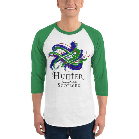 Image of Clan Hunter Tartan Scottish Sleeve Baseball Tee