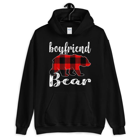 Image of Boyfriend Bear Plaid Tartan Christmas Hooded Sweatshirt Matching Family Pajama