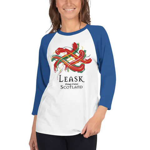 Image of Clan Leask Tartan Scottish Sleeve Baseball Tee