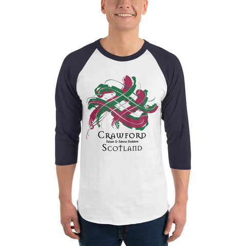 Image of Clan Crawford Tartan Scottish Sleeve Baseball Tee