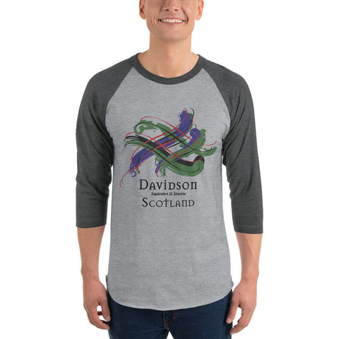 Image of Clan Davidson Tartan Scottish Sleeve Baseball Tee