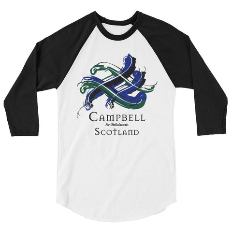 Image of Clan Campbell Tartan Scottish Sleeve Baseball Tee