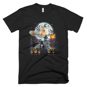 Pumkin Broom Cat Halloween T-Shirt