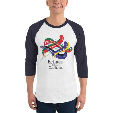 Image of Clan Bethune Tartan Scottish Sleeve Baseball Tee