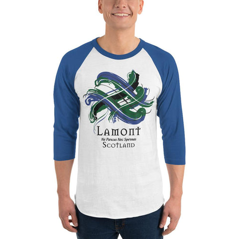 Image of Clan Lamont Tartan Scottish Sleeve Baseball Tee