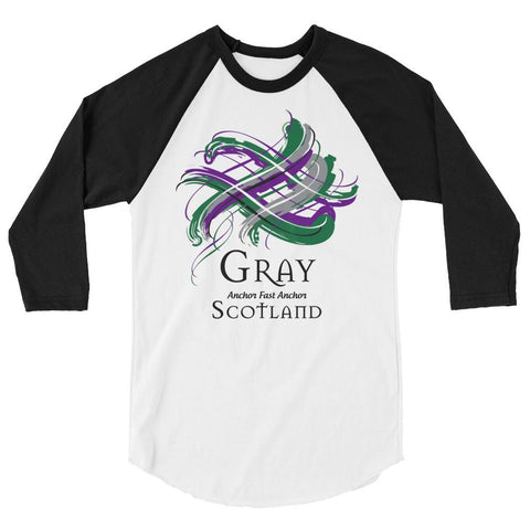 Image of Clan Gray Tartan Scottish Sleeve Baseball Tee