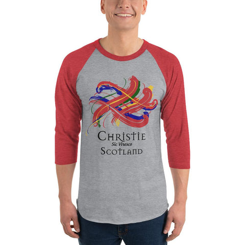 Image of Clan Christie Tartan Scottish Sleeve Baseball Tee