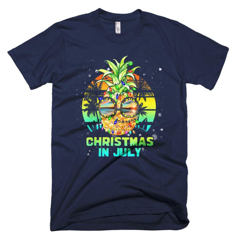 Image of Christmas in July Pineapple Sunglasses In Snow Summer Christmas T-Shirt