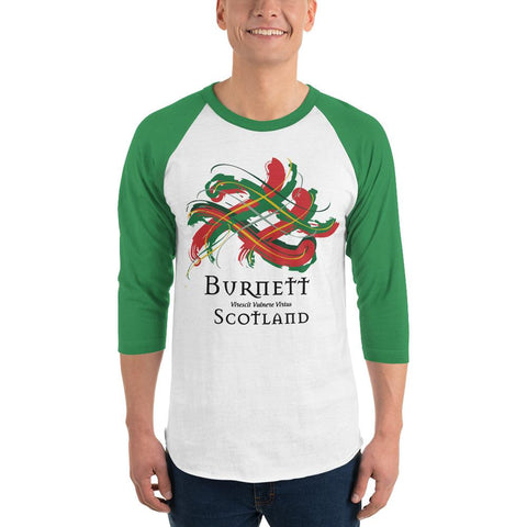 Image of Clan Burnett Tartan Scottish Sleeve Baseball Tee'