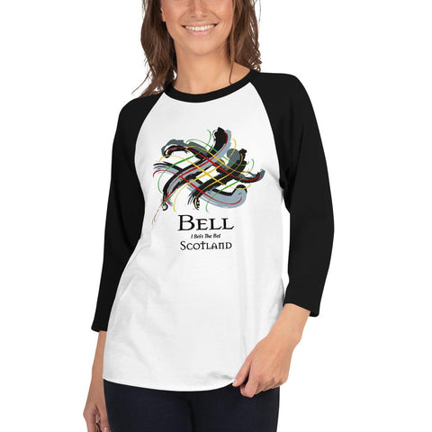 Image of Clan Bell Tartan Scottish Sleeve Baseball Tee