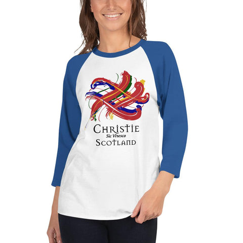 Image of Clan Christie Tartan Scottish Sleeve Baseball Tee