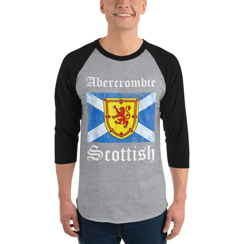 Image of Abercrombie Scottish Sleeve Baseball Tee Coat Arms Lion Flag