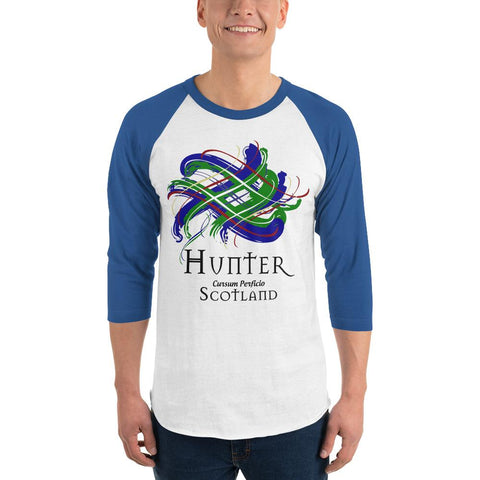 Image of Clan Hunter Tartan Scottish Sleeve Baseball Tee