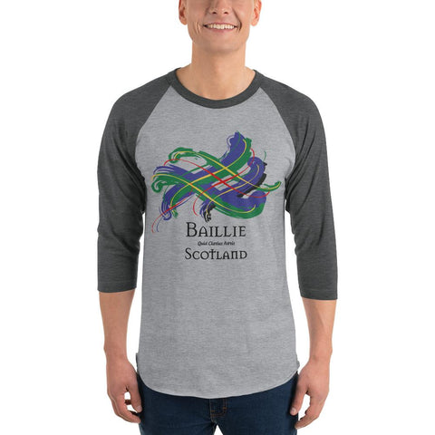 Image of Clan Baillie Tartan Scottish Sleeve Baseball Tee