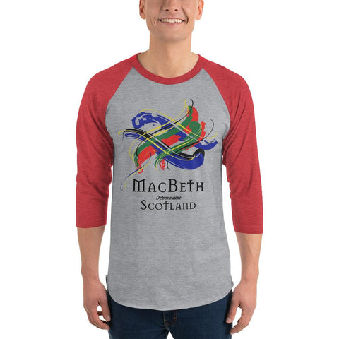 Image of Clan MacBeth Tartan Scottish Sleeve Baseball Tee