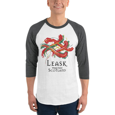 Image of Clan Leask Tartan Scottish Sleeve Baseball Tee