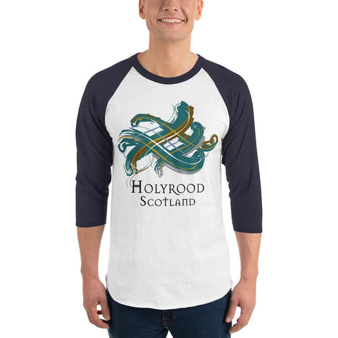 Image of Clan Holyrood Tartan Scottish Sleeve Baseball Tee