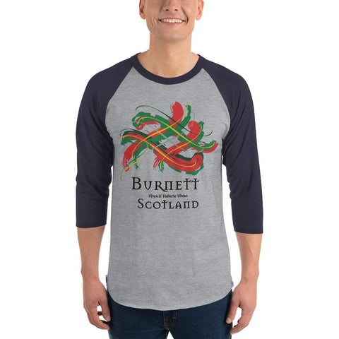 Image of Clan Burnett Tartan Scottish Sleeve Baseball Tee