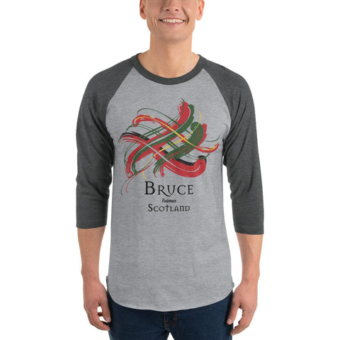 Image of Clan Bruce Tartan Scottish Sleeve Baseball Tee