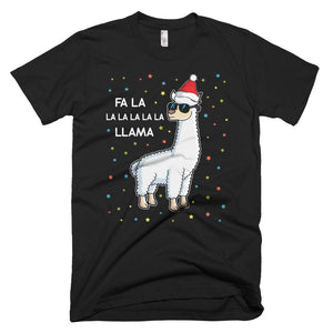 Great gift Fa La La Llama Christmas T-Shirt Santa Hat Alpaca Sleeve Tee Need cool