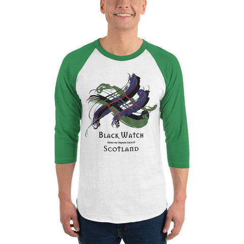 Image of Clan Black Watch Tartan Sottish Sleeve Baseball Tee