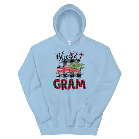 Image of Blessed Gram Red Tartan Plaid Christmas Hooded Sweatshirt