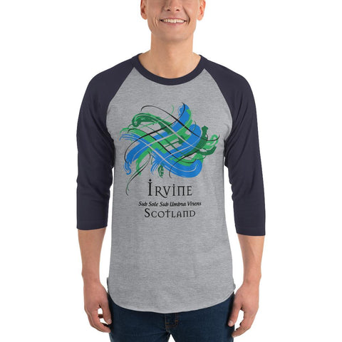 Image of Clan Irvine Classic Tartan Scottish Sleeve Baseball Tee