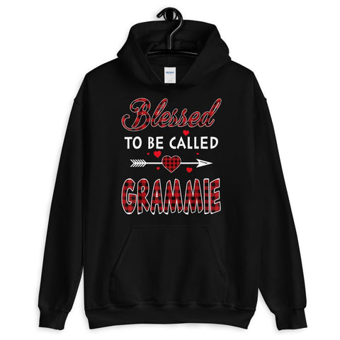 Image of Blessed To Be Called Grammie-Red Tartan Plaid Grandma Christmas Hooded Sweatshirt