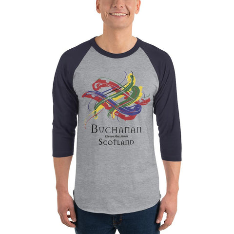 Image of Clan Buchanan Tartan Scottish Sleeve Baseball Tee