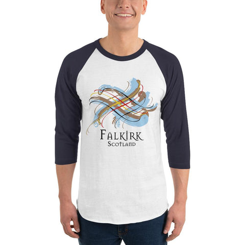 Image of Clan Falkirk Scotland Tartan Scottish Sleeve Baseball Tee