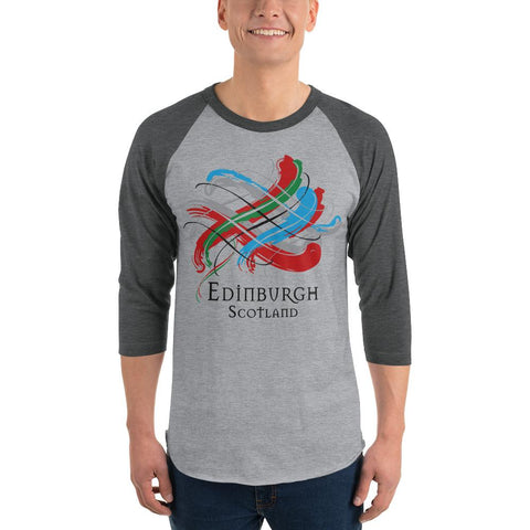 Image of Clan Edinburgh Scotland Tartan Scottish Sleeve Baseball Tee