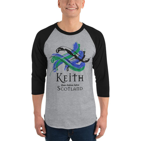 Image of Clan Keith Classic Tartan Scottish Sleeve Baseball Tee