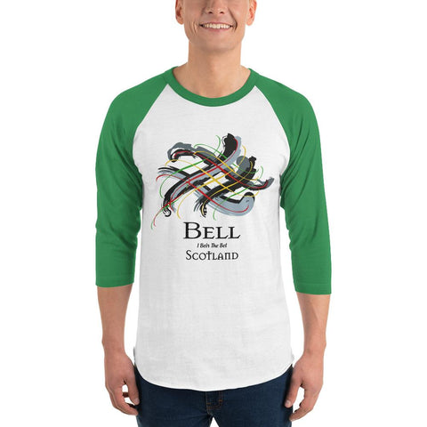 Image of Clan Bell Tartan Scottish Sleeve Baseball Tee