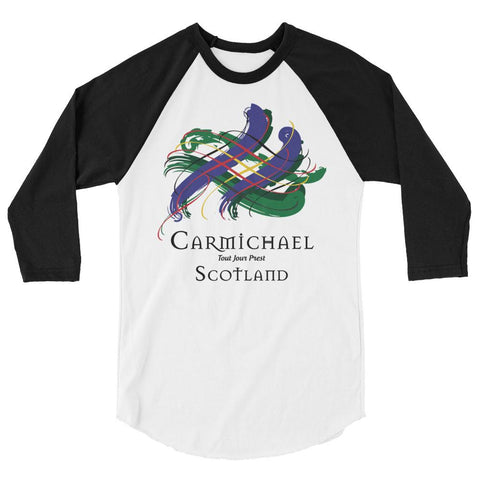 Image of Clan Carmichael Tartan Scottish Sleeve Baseball Tee