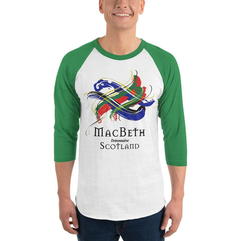 Image of Clan MacBeth Tartan Scottish Sleeve Baseball Tee