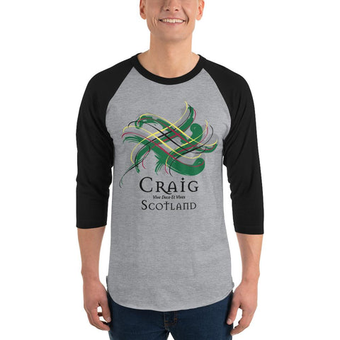 Image of Clan Craig Tartan Scottish Sleeve Baseball Tee