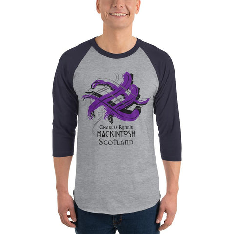 Image of Clan Charles Rennie Mackintosh Tartan Scottish Sleeve Baseball Tee