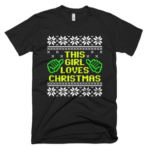 This Girl Loves Christmas T-Shirt Ugly Sweater Pattern Premium