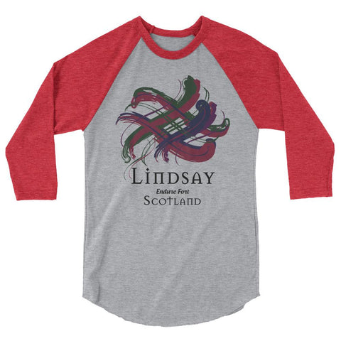 Image of Clan Lindsay Tartan Scottish Sleeve Baseball Tee