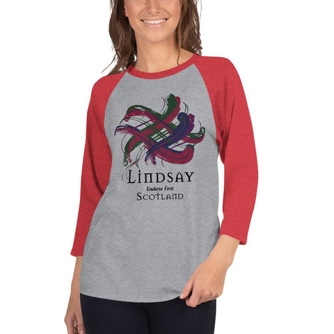 Image of Clan Lindsay Tartan Scottish Sleeve Baseball Tee