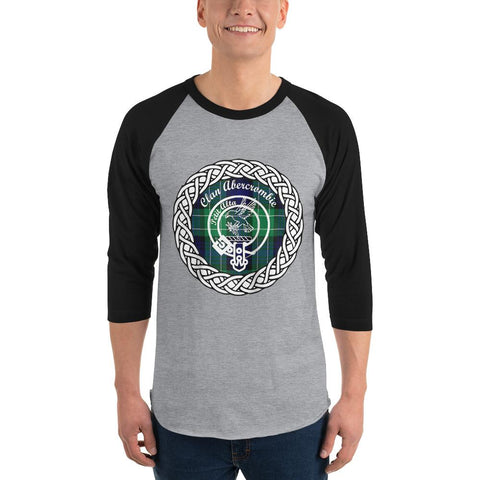 Image of Abercrombie Scottish Clan Tartan Crest Badge Sleeve Baseball Tee