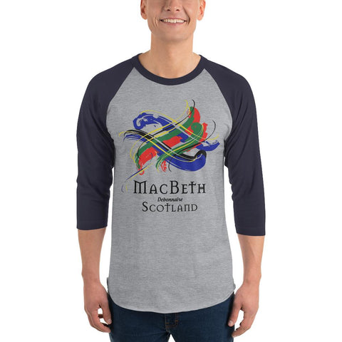 Image of Clan MacBeth Tartan Scottish Sleeve Baseball Tee