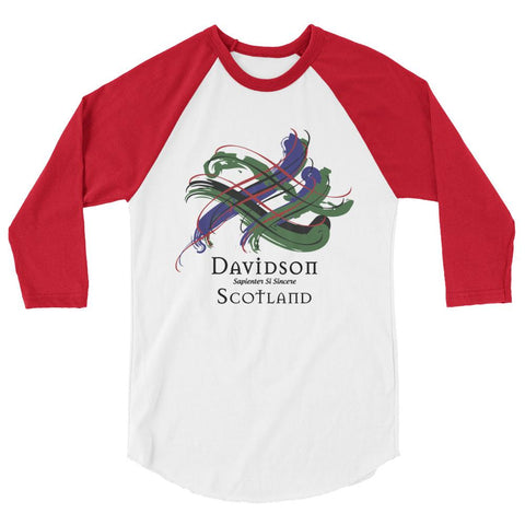 Image of Clan Davidson Tartan Scottish Sleeve Baseball Tee