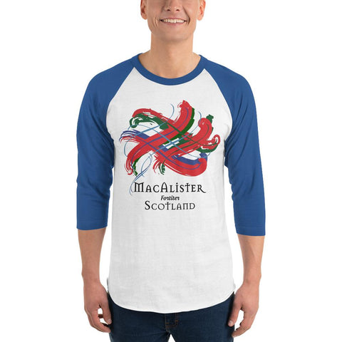 Image of Clan MacAlister Tartan Scottish Sleeve Baseball Tee