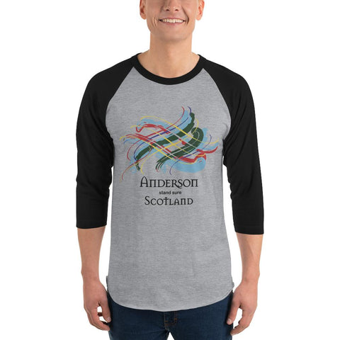 Image of Clan Anderson Tartan Scottish Sleeve Baseball Tee