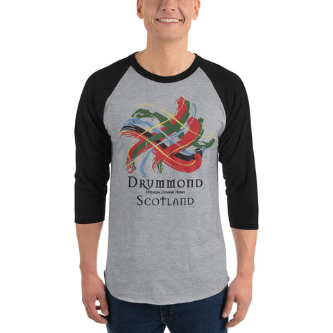 Image of Clan Drummond Tartan Scottish Sleeve Baseball Tee