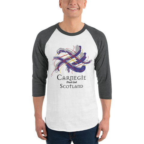 Image of Clan Carnegie Tartan Scottish Sleeve Baseball Tee