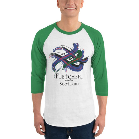 Image of Clan Fletcher Tartan Scottish Sleeve Baseball Tee