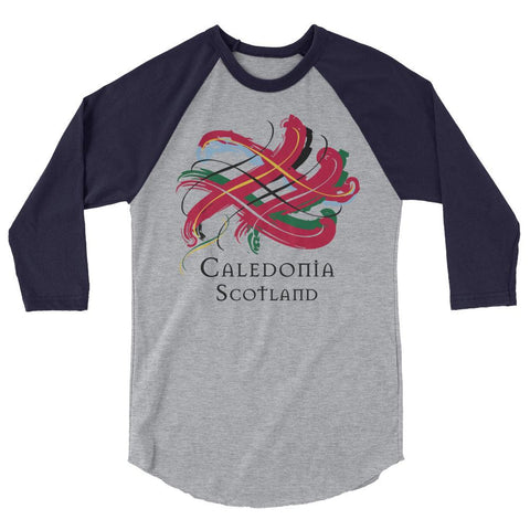 Image of Clan Caledonia Tartan Scottish Sleeve Baseball Tee