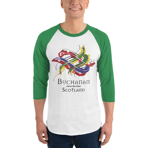 Image of Clan Buchanan Tartan Scottish Sleeve Baseball Tee